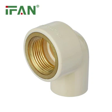 Латунное колено из ХПВХ бежевого цвета